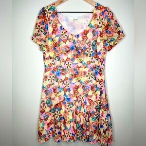 Gemstone Multicolor Short Sleeve Mini Dress by Ellison-‎ Large
